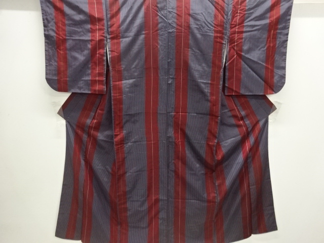 JAPANESE KIMONO / ANTIQUE KIMONO / TAISHO ROMAN STYLE / MEISEN / WOVEN STRIPE